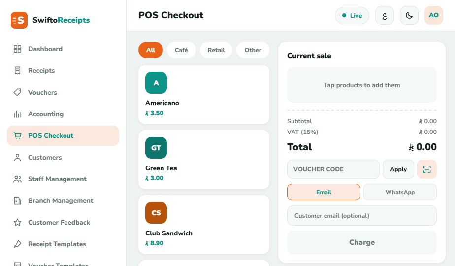 POS checkout screen